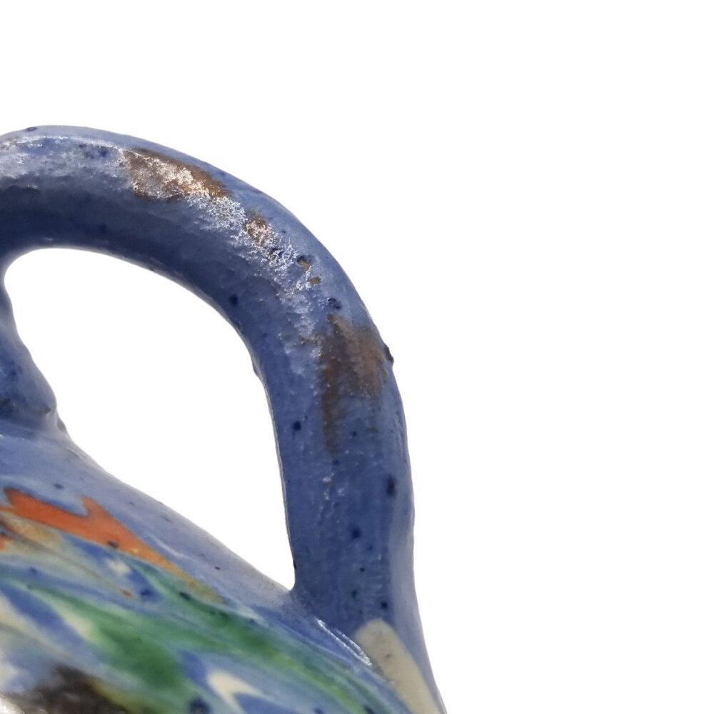 Vintage Stoneware Pottery Mug SIGNED Native American SIGNED Blue Drip Glaze - Picture 7 of 10